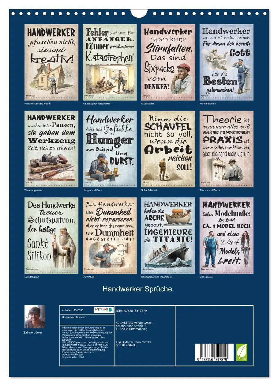 Bild: 9783516317879 | Handwerker Sprüche (Wandkalender 2026 DIN A3 hoch), CALVENDO...