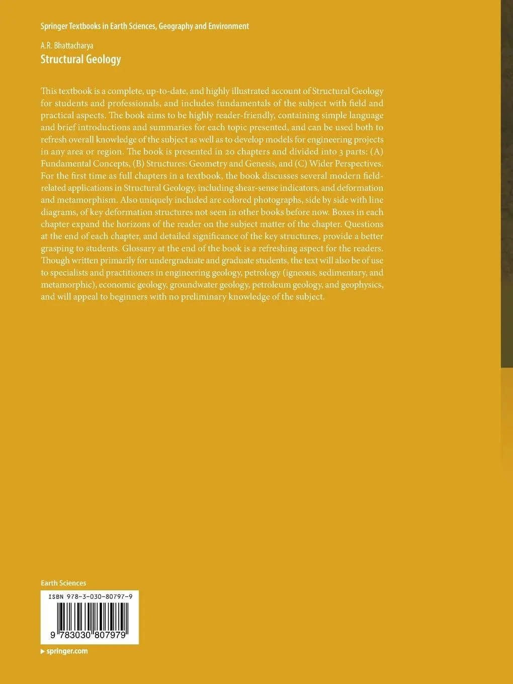 Rückseite: 9783030807979 | Structural Geology | A. R. Bhattacharya | Taschenbuch | xxv | Englisch