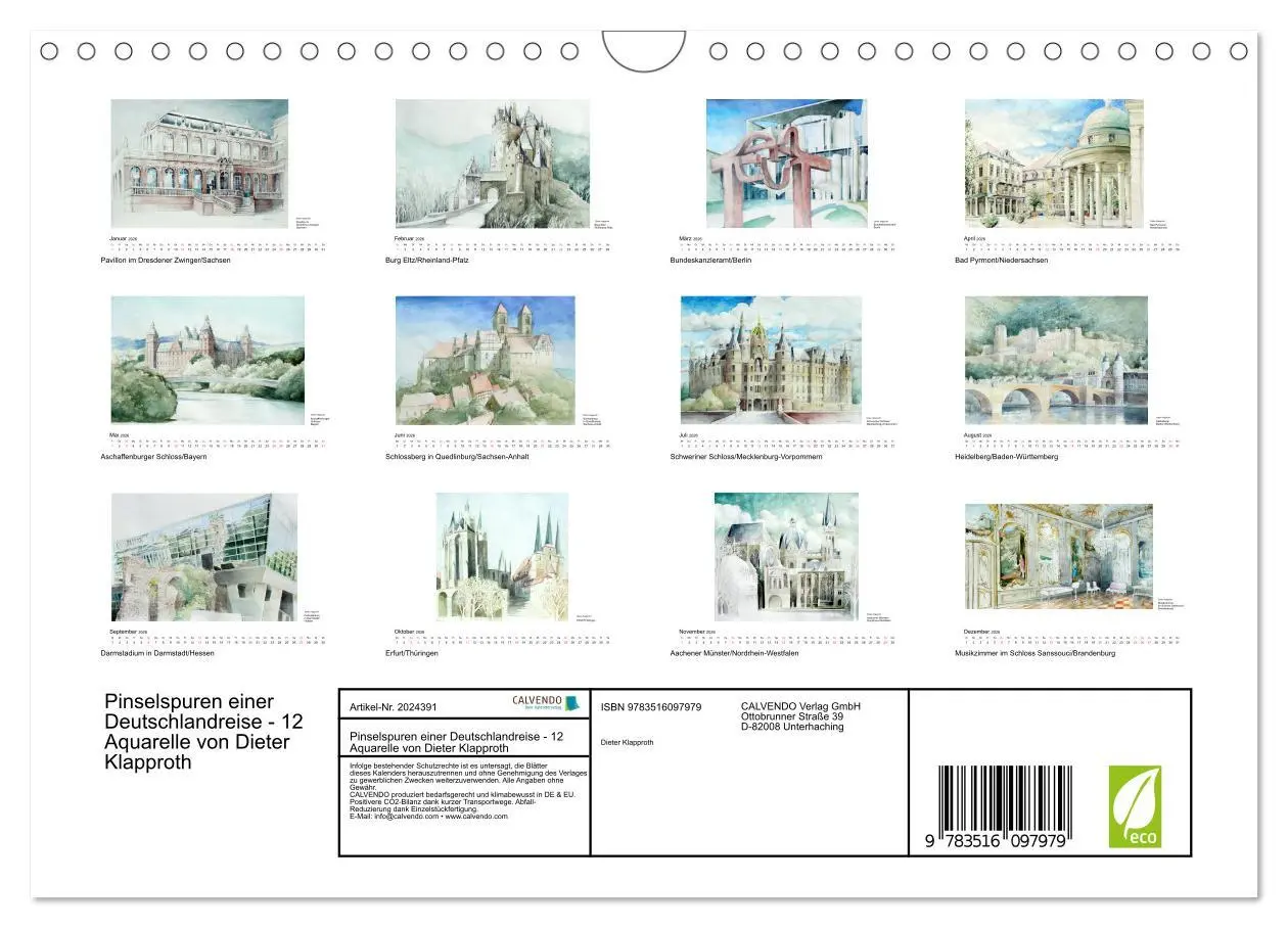 Bild: 9783516097979 | Pinselspuren einer Deutschlandreise - 12 Aquarelle von Dieter...