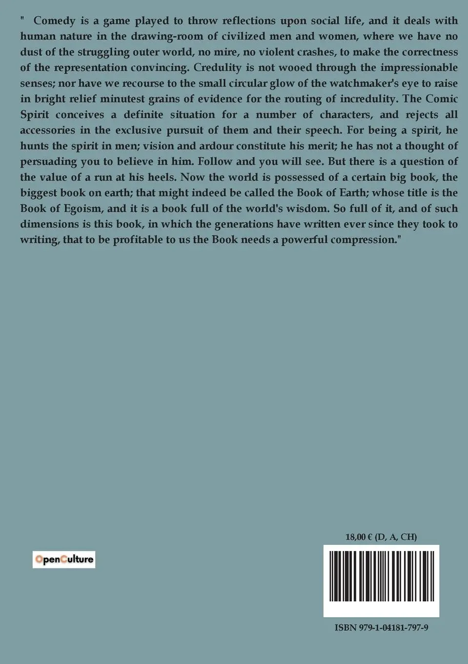 Rückseite: 9791041817979 | The egoist | George Meredith | Taschenbuch | Englisch | 2023
