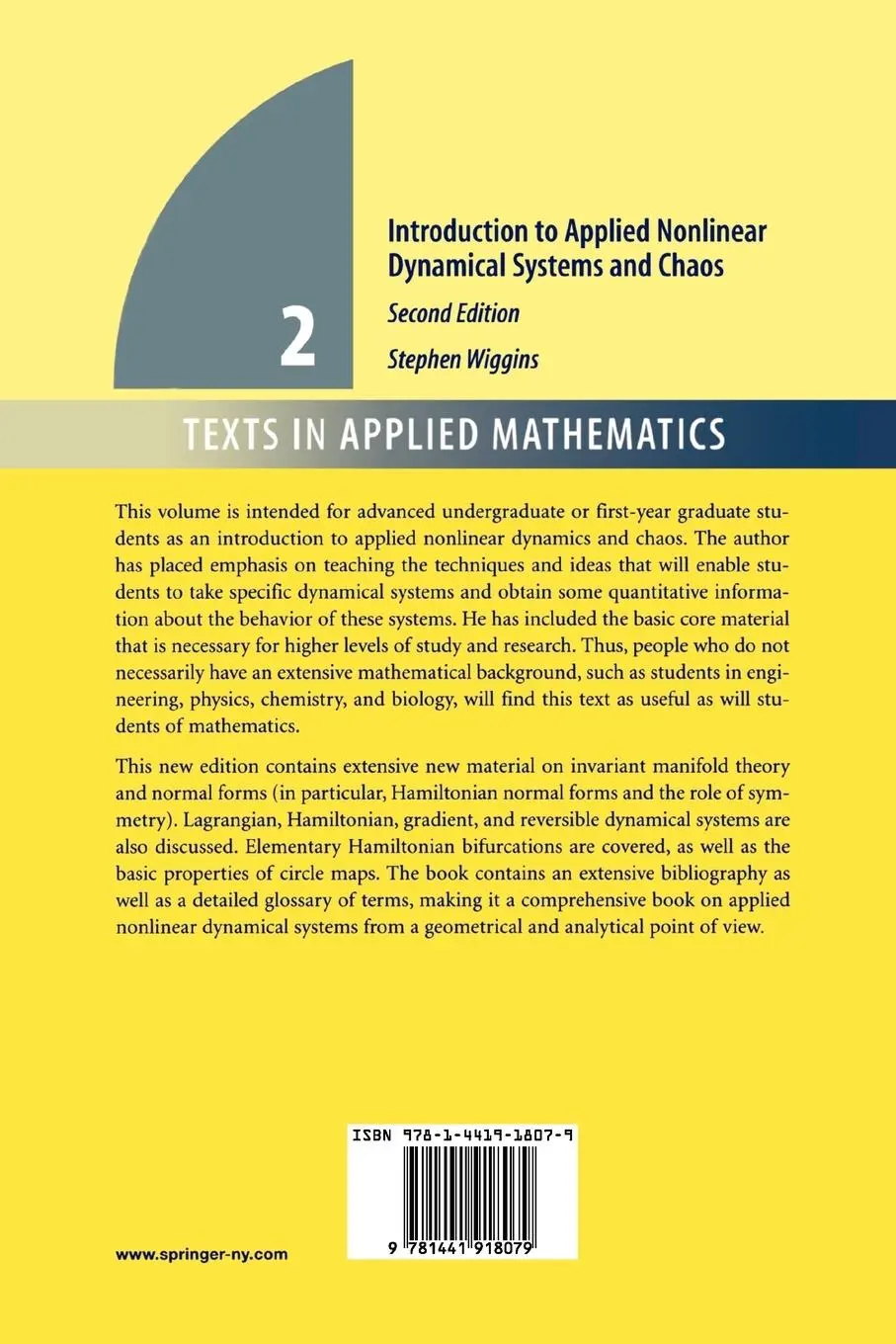 Rückseite: 9781441918079 | Introduction to Applied Nonlinear Dynamical Systems and Chaos | Buch