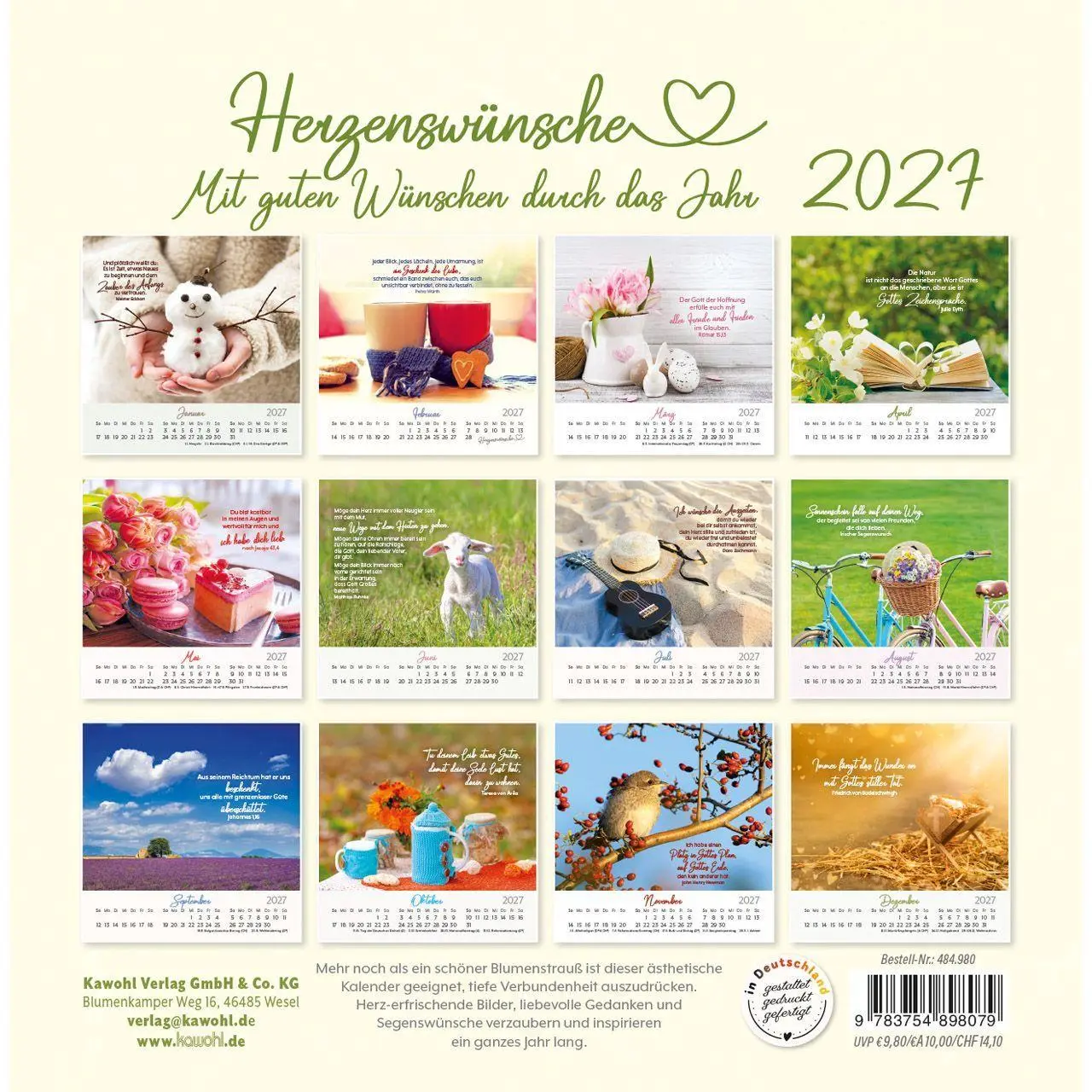 Bild: 9783754898079 | Herzenswünsche 2027 | Mit guten Wünschen durch das Jahr | Kalender