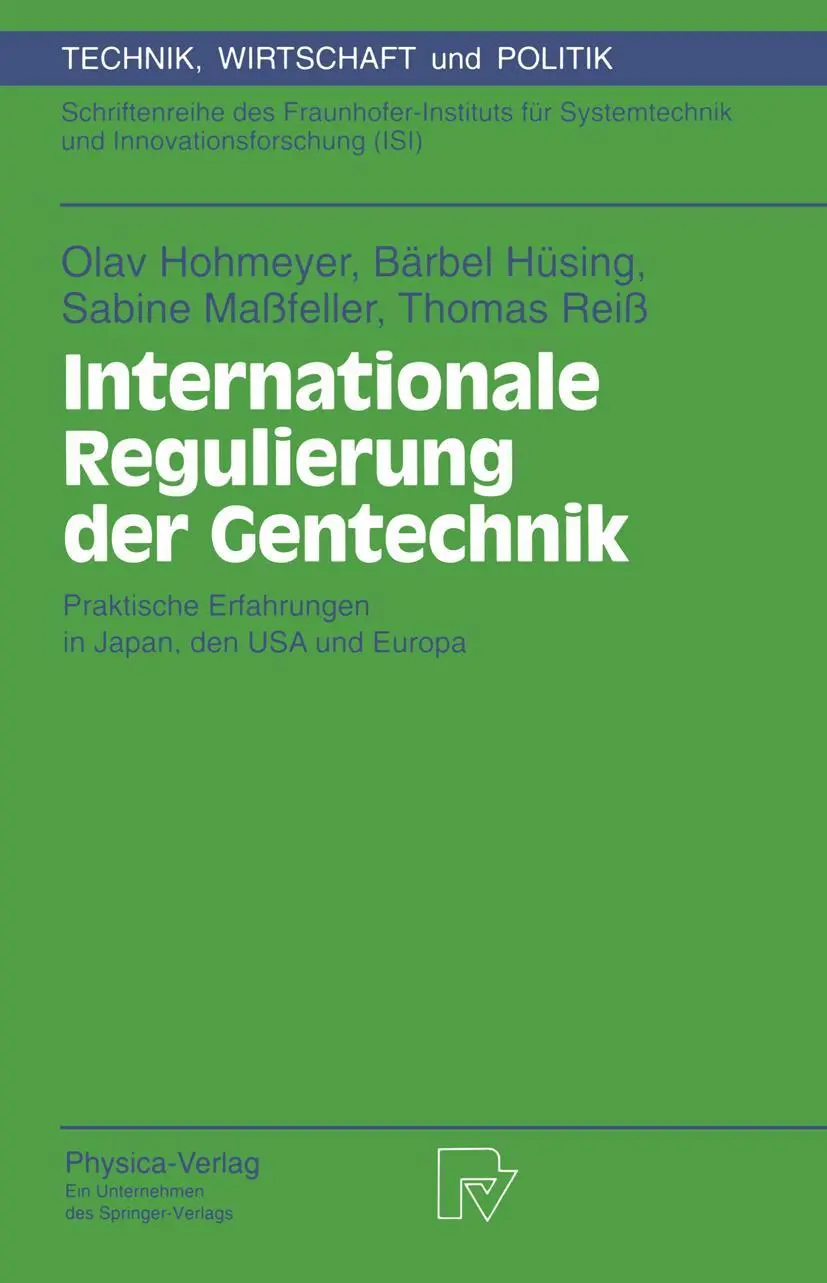 Cover: 9783790808179 | Internationale Regulierung der Gentechnik | Olav Hohmeyer (u. a.)