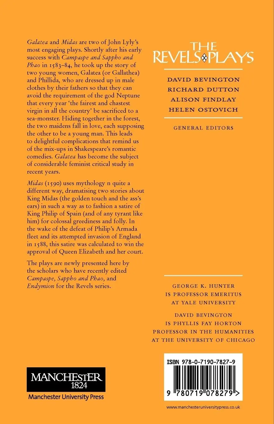 Rückseite: 9780719078279 | Galatea and Midas | John Lyly | George Hunter (u. a.) | Taschenbuch