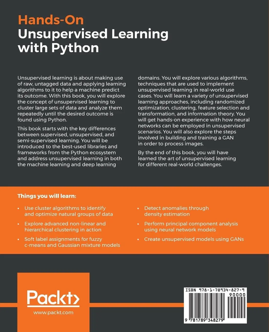 Rückseite: 9781789348279 | Hands-On Unsupervised Learning with Python | Giuseppe Bonaccorso