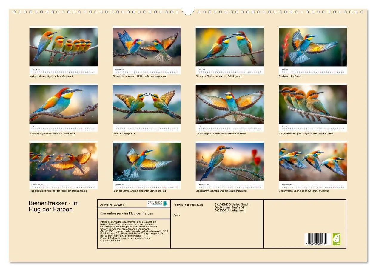 Bild: 9783516658279 | Bienenfresser - im Flug der Farben (Wandkalender 2026 DIN A2 quer),...