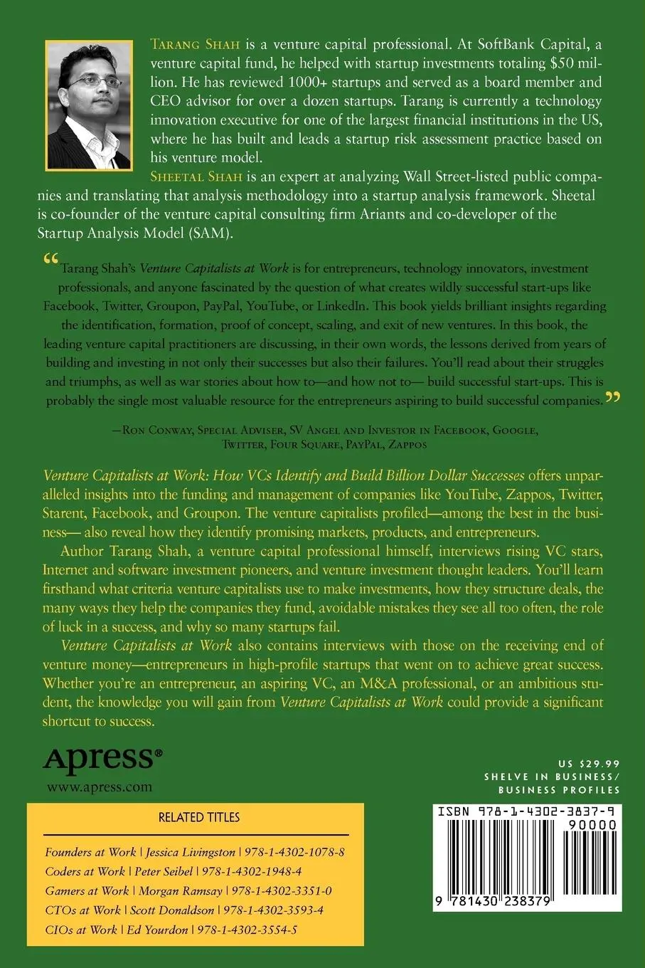 Rückseite: 9781430238379 | Venture Capitalists at Work | Tarang Shah (u. a.) | Taschenbuch | 2011