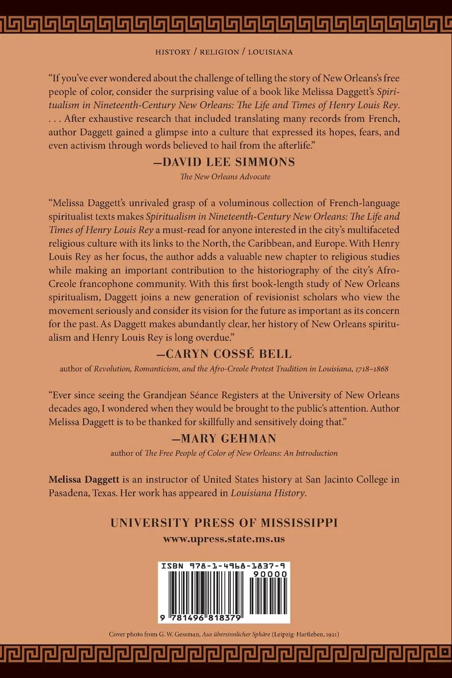 Rückseite: 9781496818379 | Spiritualism in Nineteenth-Century New Orleans | Melissa Daggett