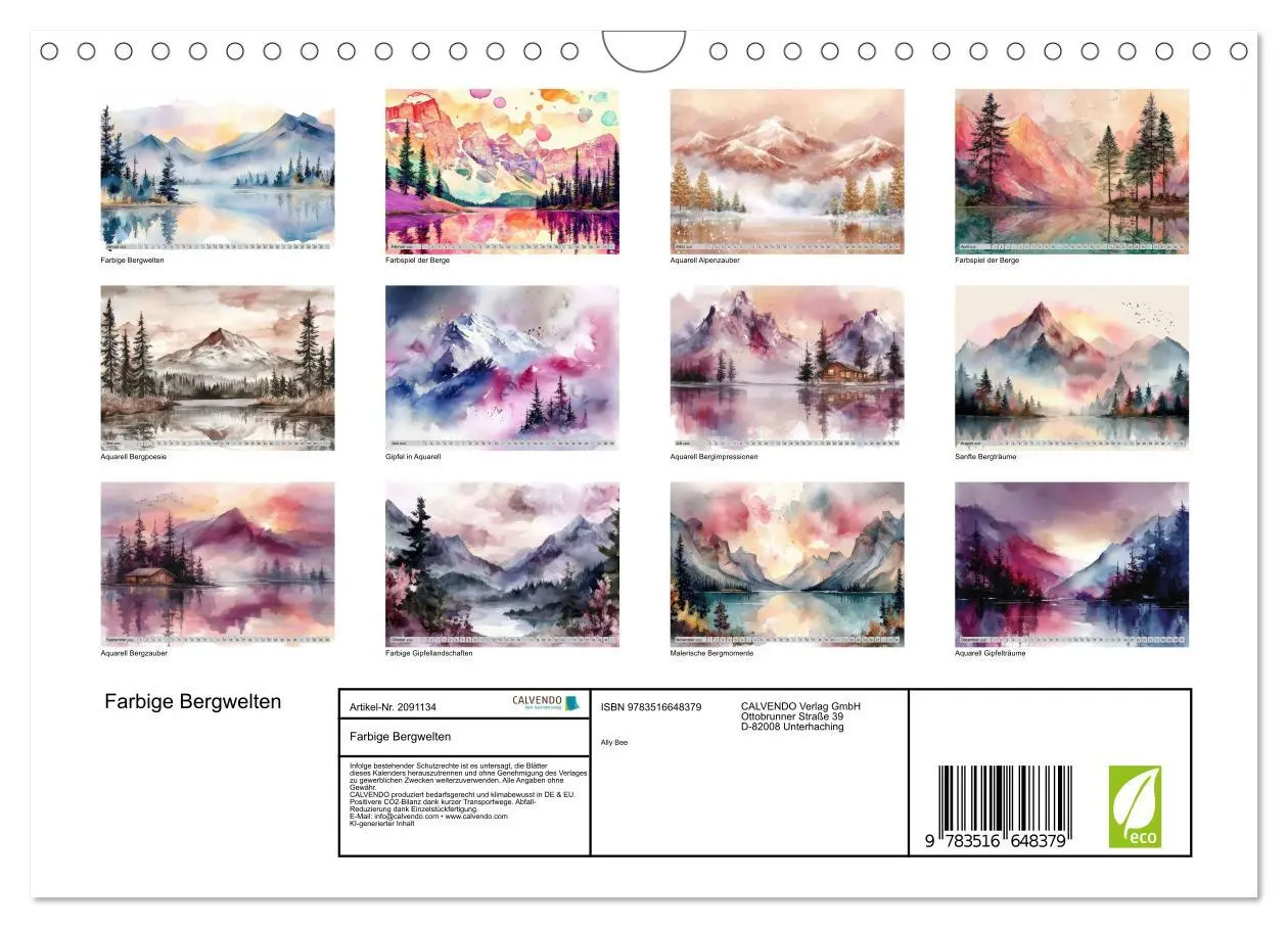 Bild: 9783516648379 | Farbige Bergwelten (Wandkalender 2026 DIN A4 quer), CALVENDO...