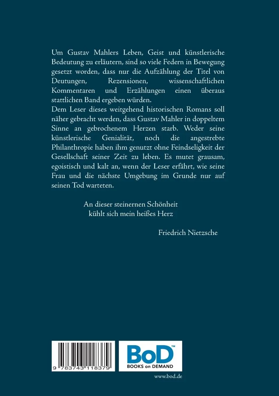 Rückseite: 9783743118379 | Das brennende Herz - Gustav Mahler | Roman | H. Ardjah | Taschenbuch