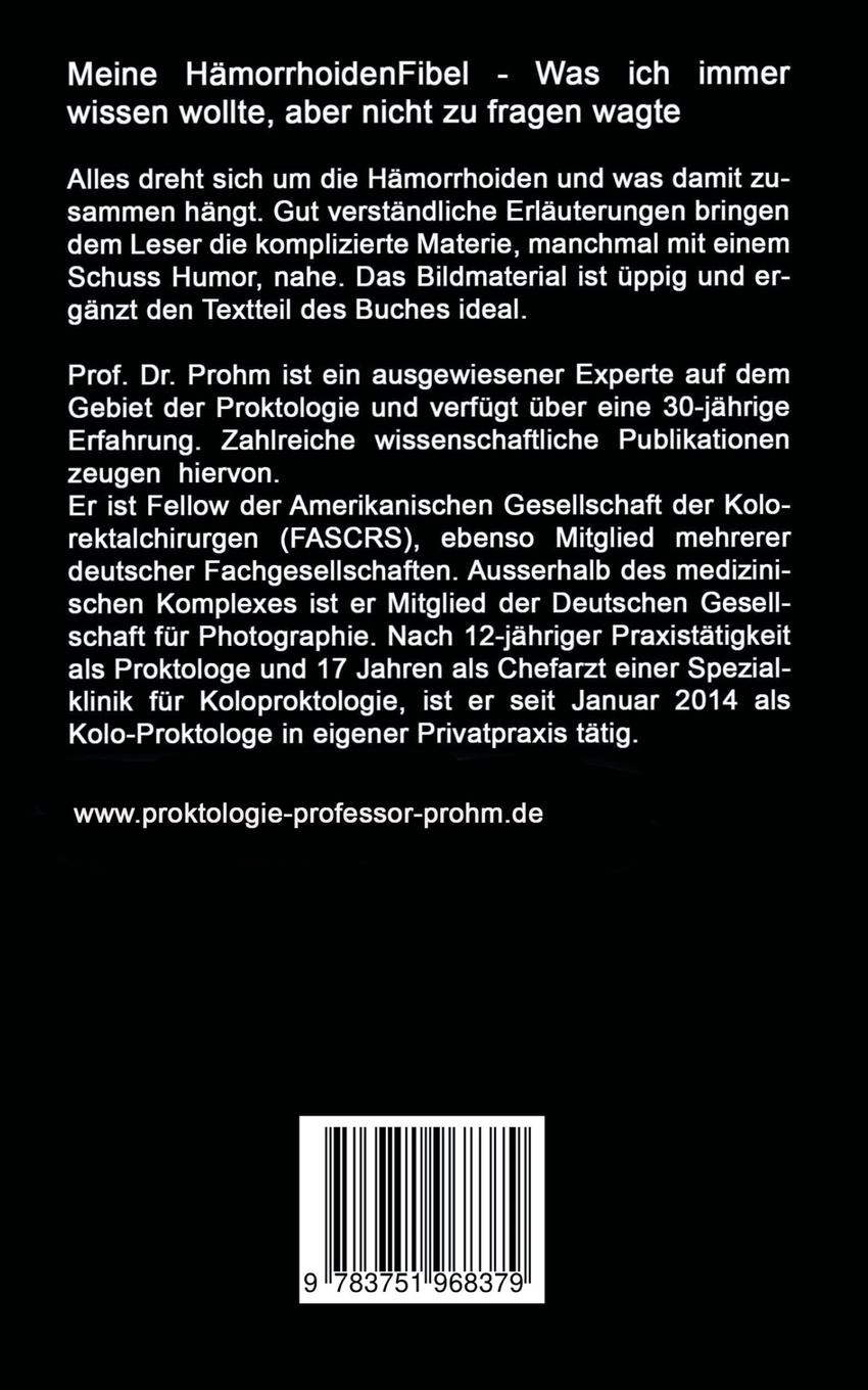Rückseite: 9783751968379 | Meine Hämorrhoidenfibel | Peter Prohm | Taschenbuch | 200 S. | Deutsch