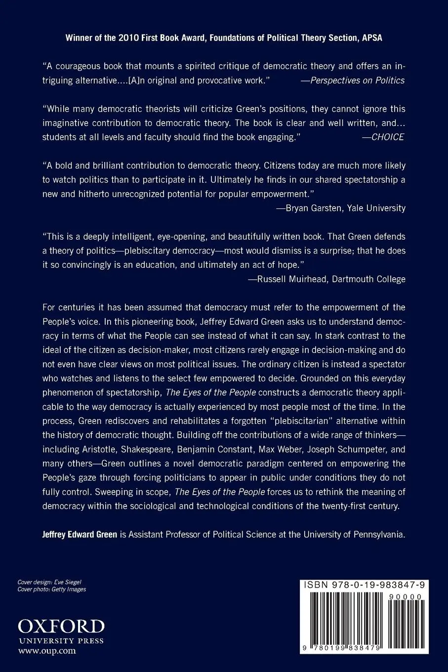 Rückseite: 9780199838479 | Eyes of the People | Democracy in an Age of Spectatorship | Green