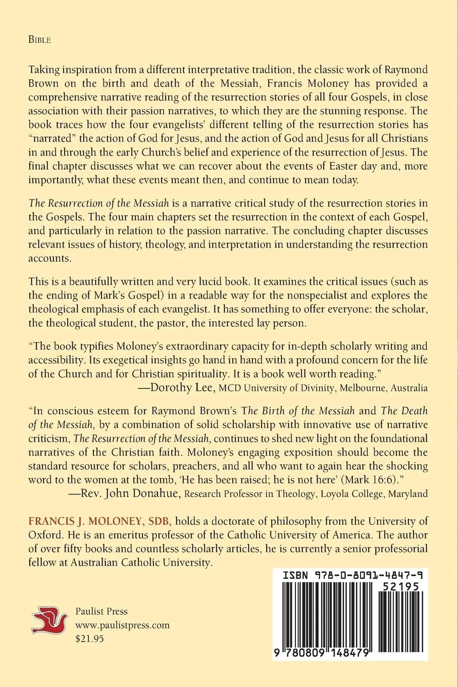 Rückseite: 9780809148479 | Resurrection of the Messiah | Francis J Moloney | Taschenbuch | 2013