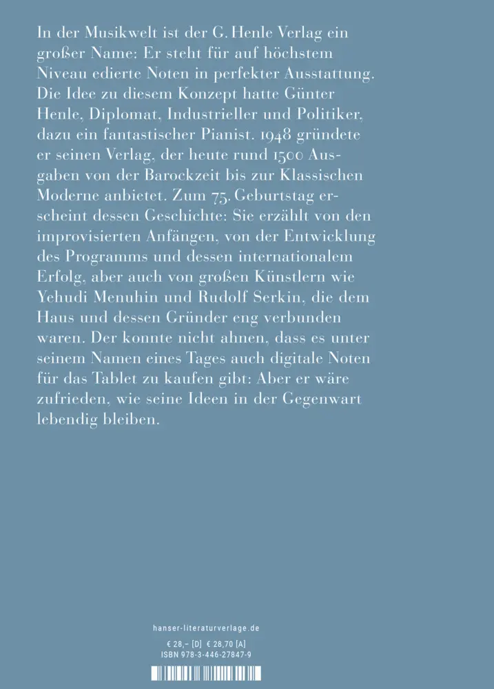 Bild: 9783446278479 | 75 Jahre G. Henle Verlag | Tobias Heyl | Buch | Mit Lesebändchen