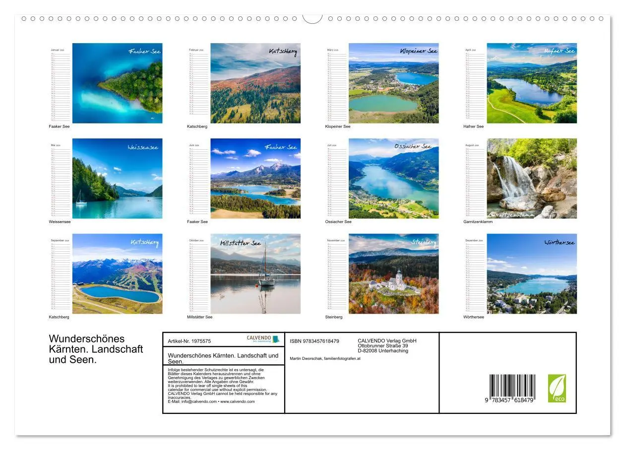 Bild: 9783457618479 | Wunderschönes Kärnten. Landschaft und Seen. (Wandkalender 2026 DIN...