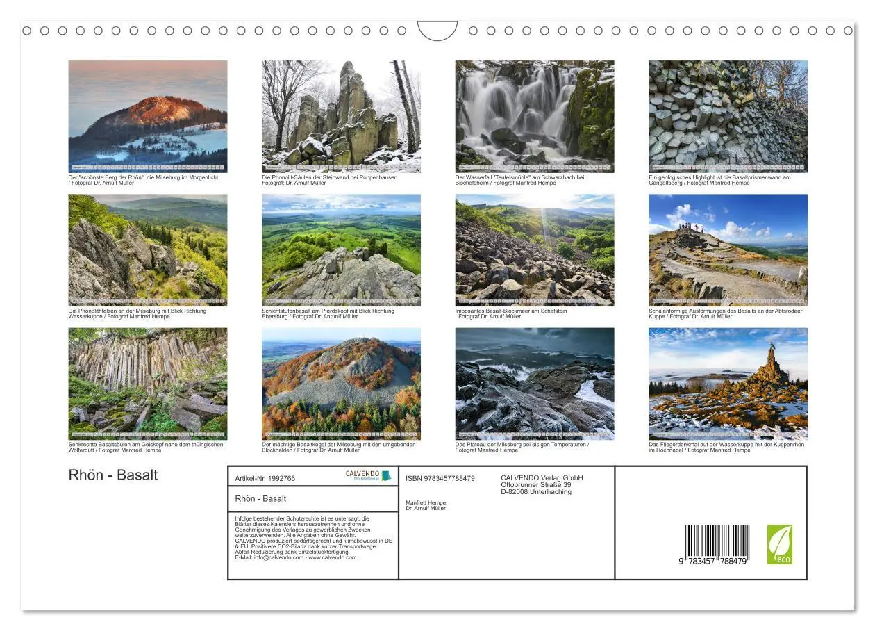 Bild: 9783457788479 | Rhön - Basalt (Wandkalender 2026 DIN A3 quer), CALVENDO Monatskalender