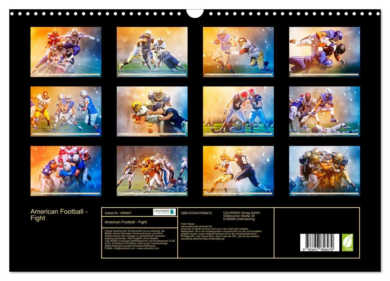 Bild: 9783457858479 | American Football - Fight (Wandkalender 2026 DIN A3 quer), CALVENDO...
