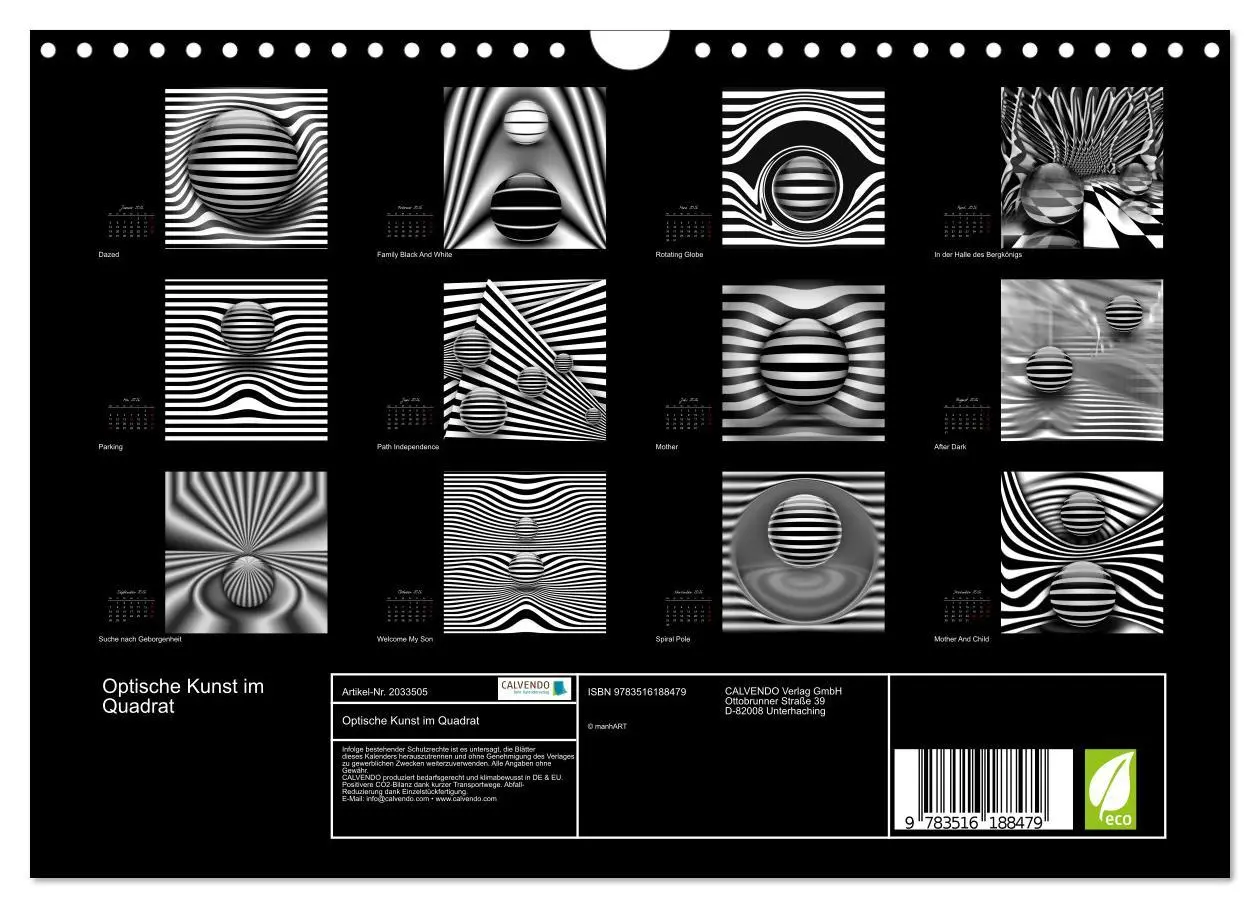 Bild: 9783516188479 | Optische Kunst im Quadrat (Wandkalender 2026 DIN A4 quer), CALVENDO...