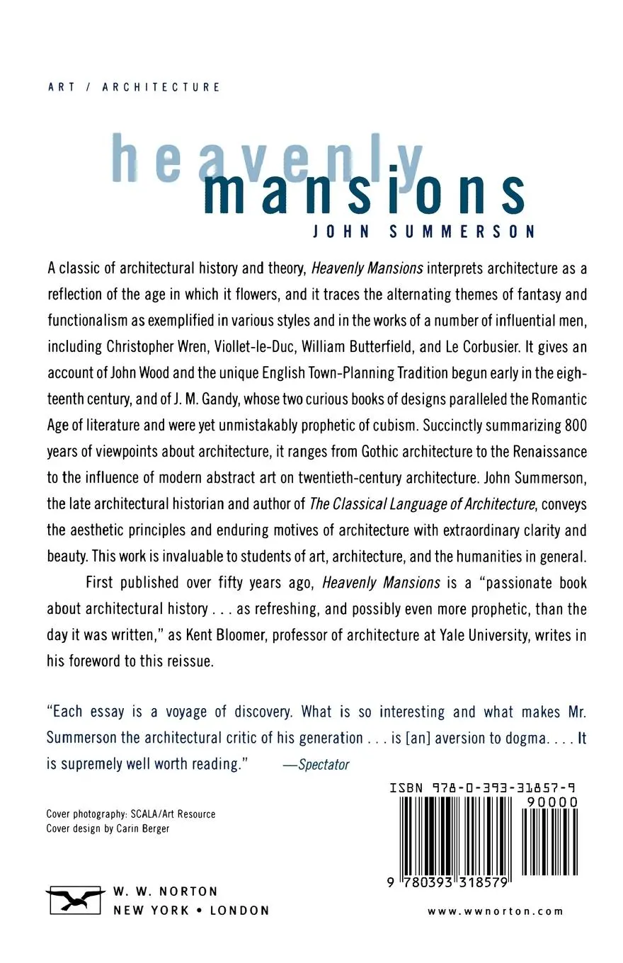Rückseite: 9780393318579 | Heavenly Mansions | And Other Essays on Architecture | John Summerson