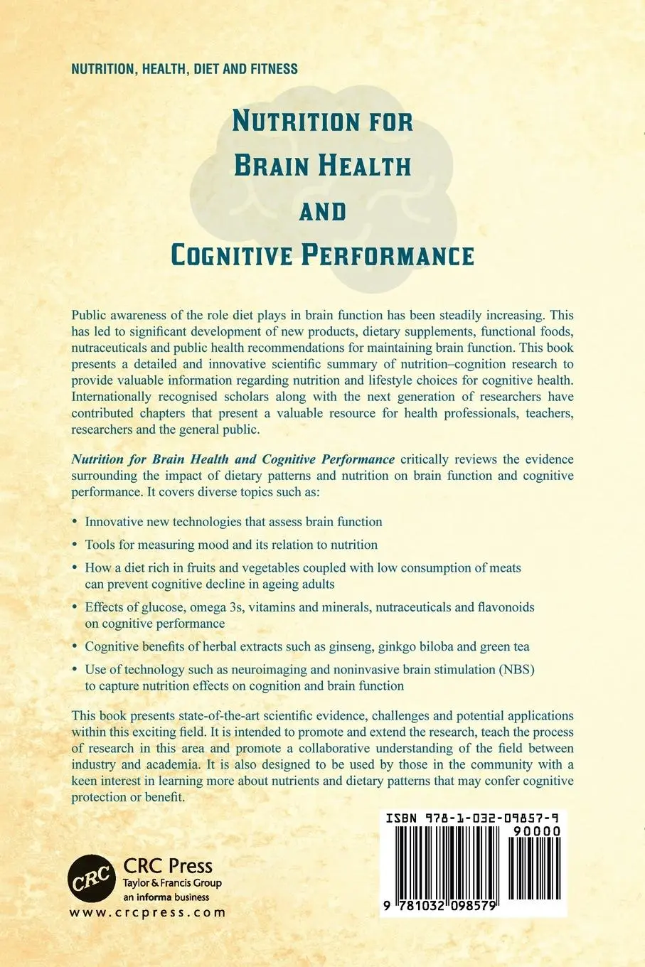 Rückseite: 9781032098579 | Nutrition for Brain Health and Cognitive Performance | Best (u. a.)