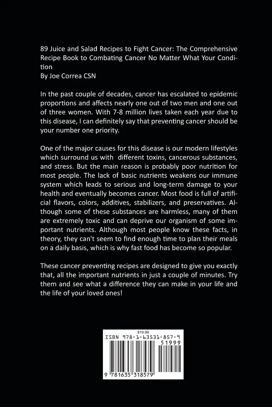 Rückseite: 9781635318579 | 89 Juice and Salad Recipes to Fight Cancer | Joe Correa | Taschenbuch