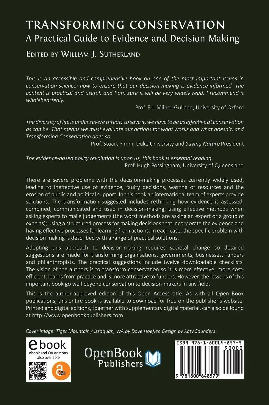 Rückseite: 9781800648579 | Transforming Conservation | William J. Sutherland | Buch | Gebunden