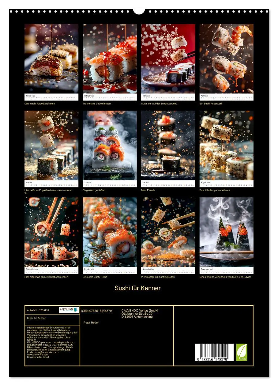 Bild: 9783516248579 | Sushi für Kenner (hochwertiger Premium Wandkalender 2026 DIN A2...