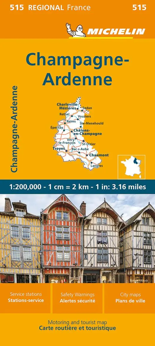 Cover: 9782067258679 | Michelin Champagne Ardennen | Straßen- und Tourismuskarte 1:200.000