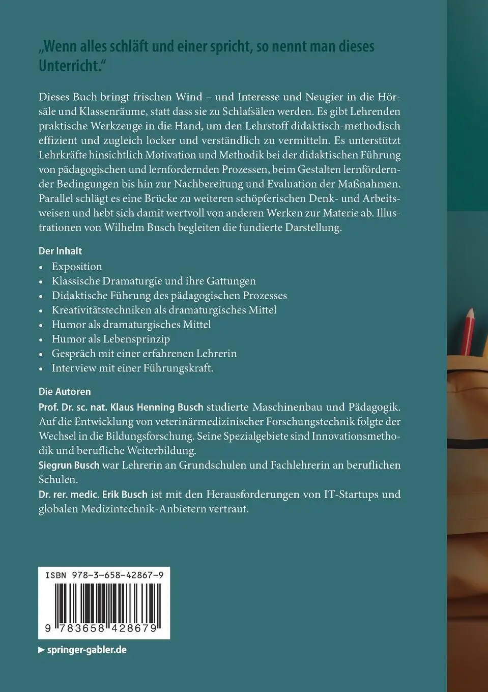 Rückseite: 9783658428679 | Lehren und Lernen: Humor als Schlüsselfaktor | Busch (u. a.) | Buch