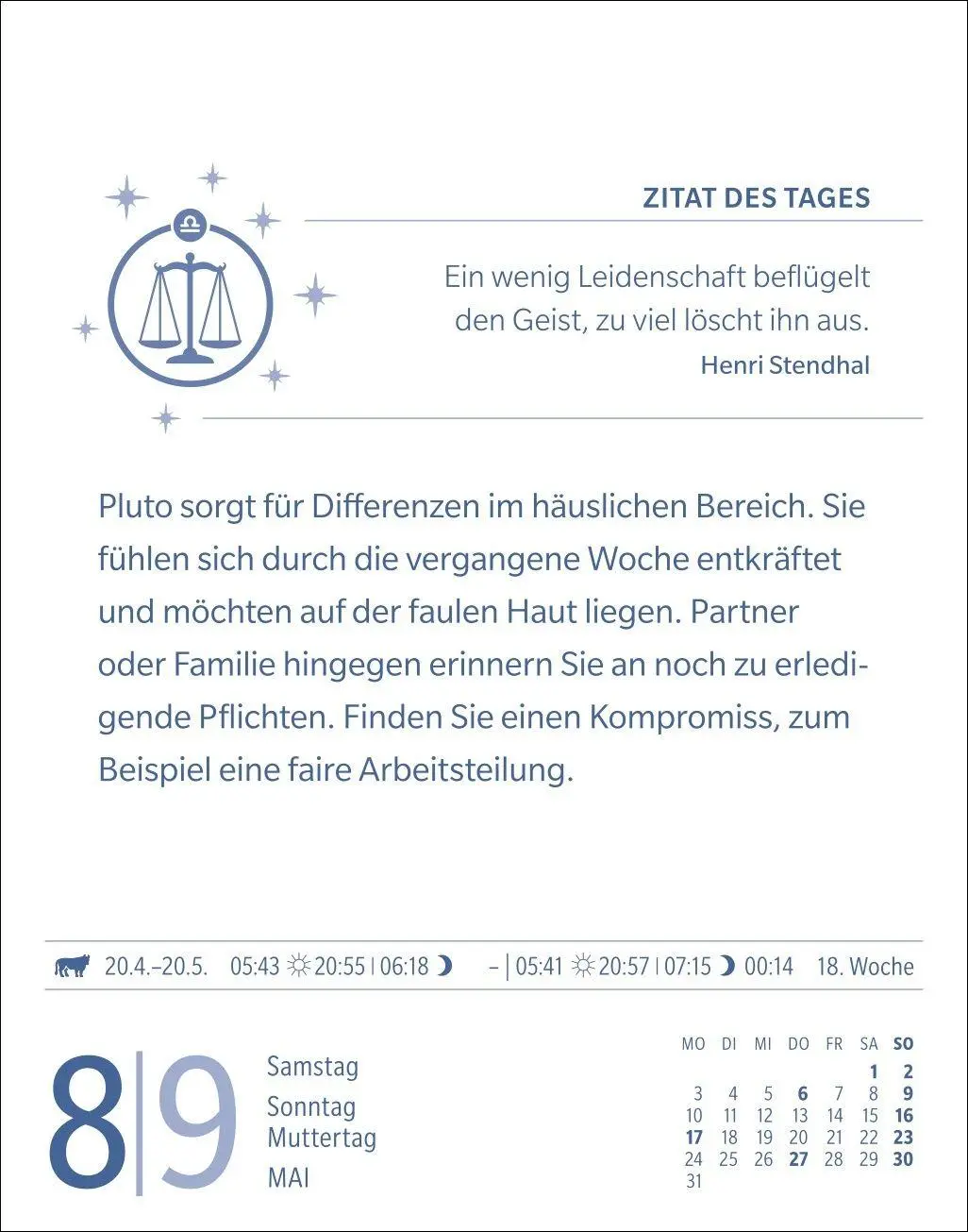 Bild: 9783840038679 | Waage Sternzeichenkalender 2027 - Tagesabreißkalender - Ihr...