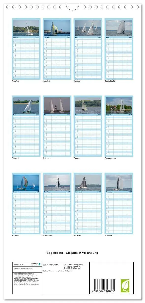 Bild: 9783594378779 | Familienplaner 2027 - Segelboote - Eleganz in Vollendung mit 5...