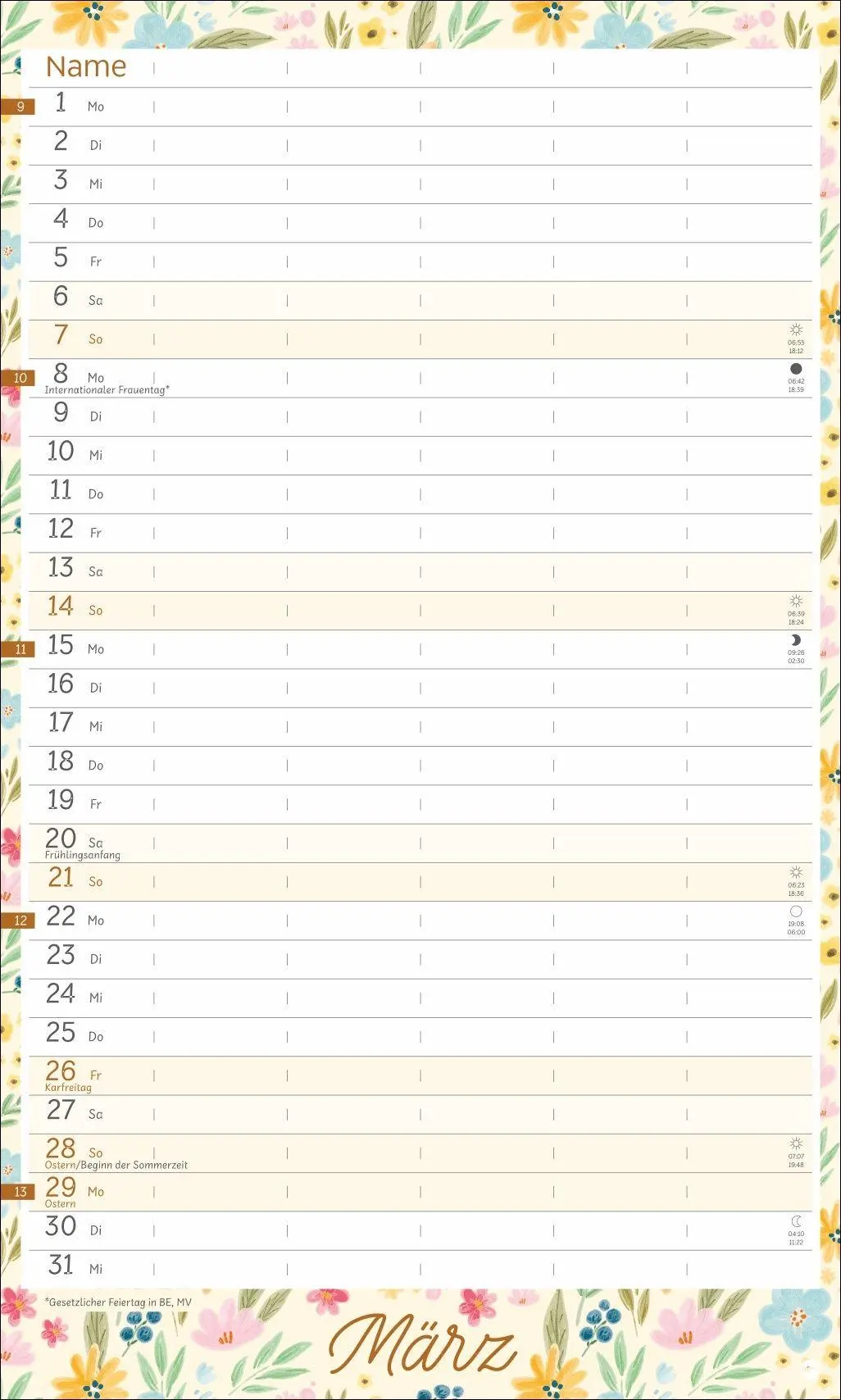 Bild: 9783756418879 | Deko-Familienplaner mit Tasche Flower Time 2027 | Kalender | 15 S.