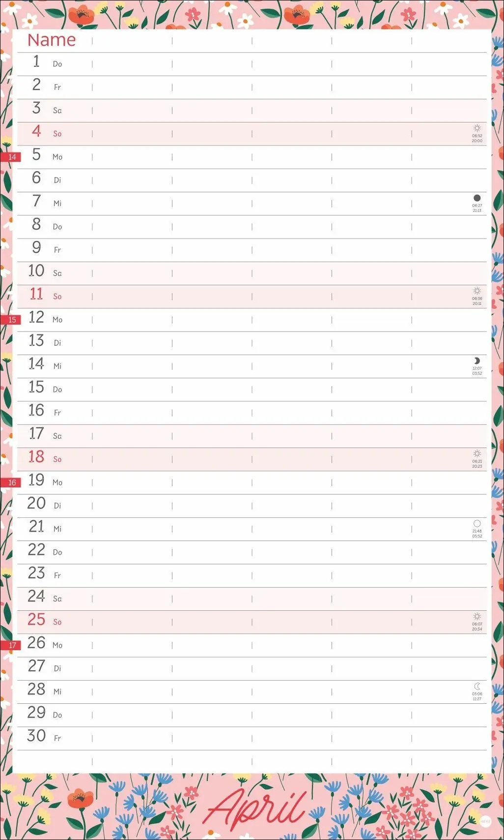 Bild: 9783756418879 | Deko-Familienplaner mit Tasche Flower Time 2027 | Kalender | 15 S.