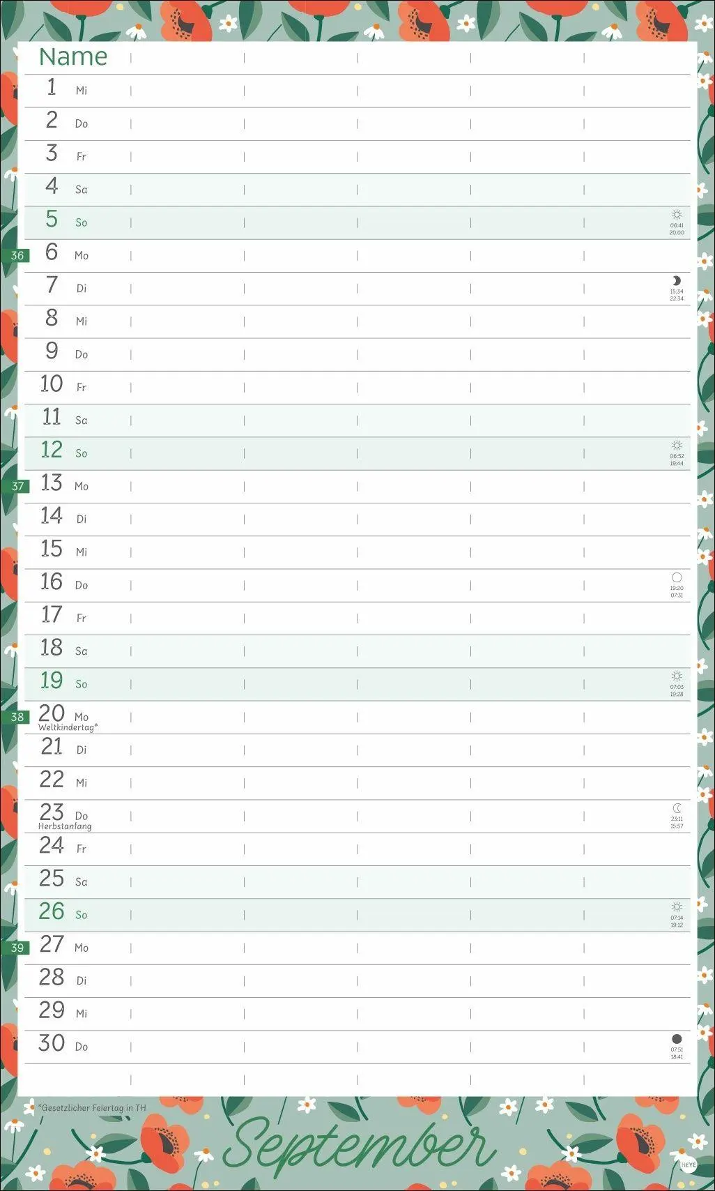 Bild: 9783756418879 | Deko-Familienplaner mit Tasche Flower Time 2027 | Kalender | 15 S.