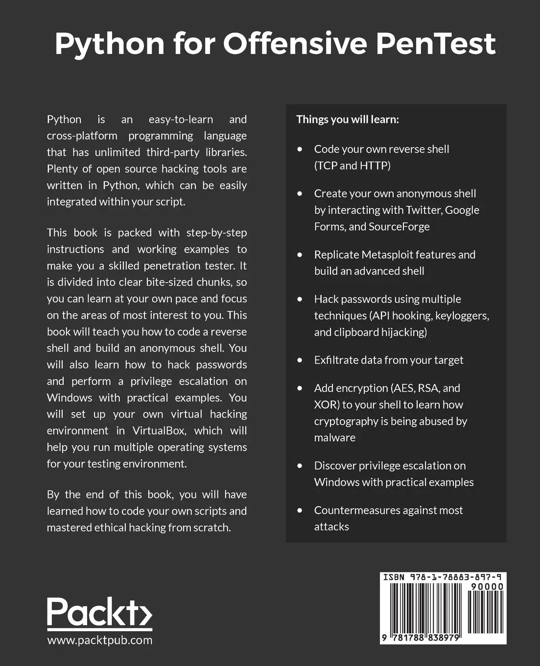 Rückseite: 9781788838979 | Python for Offensive PenTest | Hussam Khrais | Taschenbuch | Englisch