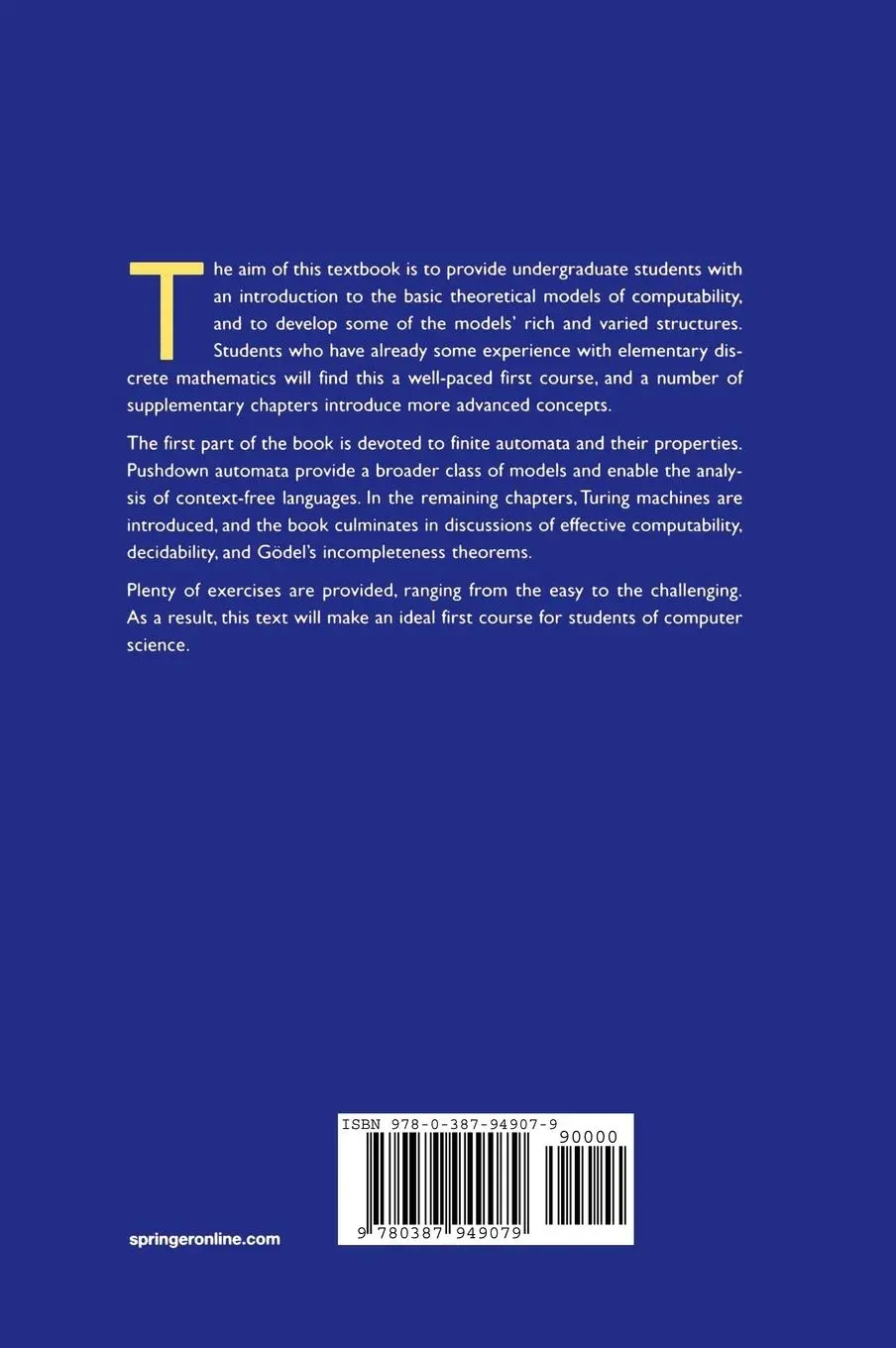 Rückseite: 9780387949079 | Automata and Computability | Dexter C. Kozen | Buch | xiii | Englisch
