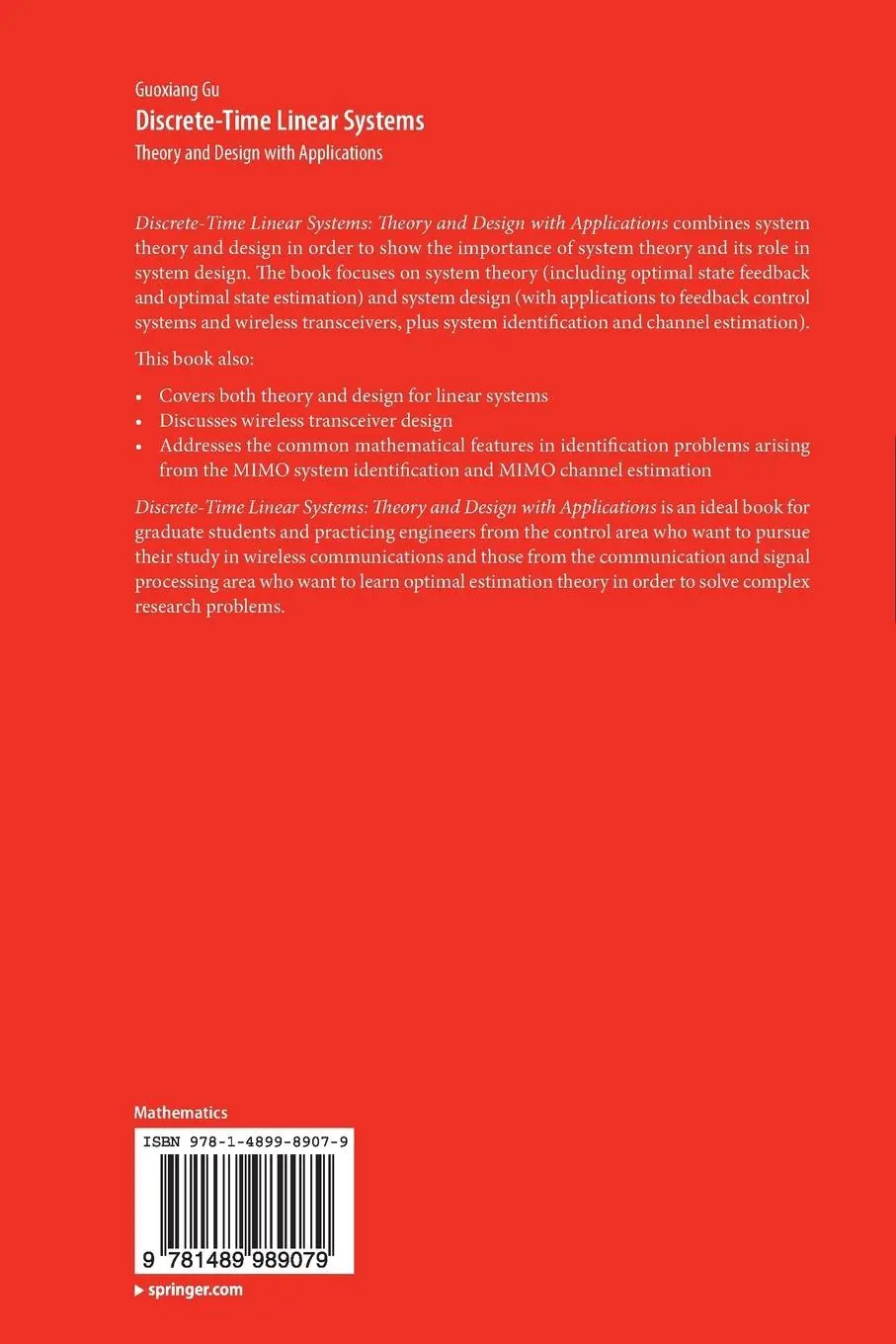 Rückseite: 9781489989079 | Discrete-Time Linear Systems | Theory and Design with Applications
