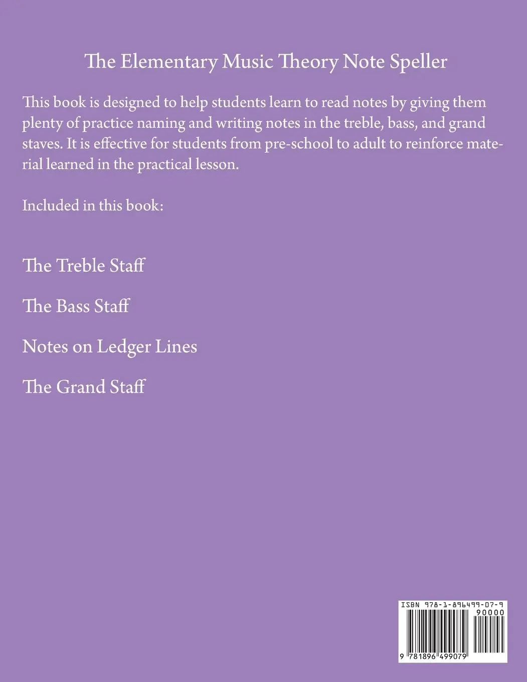Rückseite: 9781896499079 | The Elementary Music Theory Note Speller | Mark Sarnecki | Taschenbuch