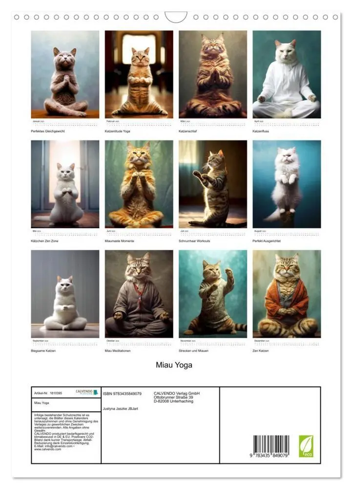 Bild: 9783435849079 | Miau Yoga (Wandkalender 2025 DIN A3 hoch), CALVENDO Monatskalender
