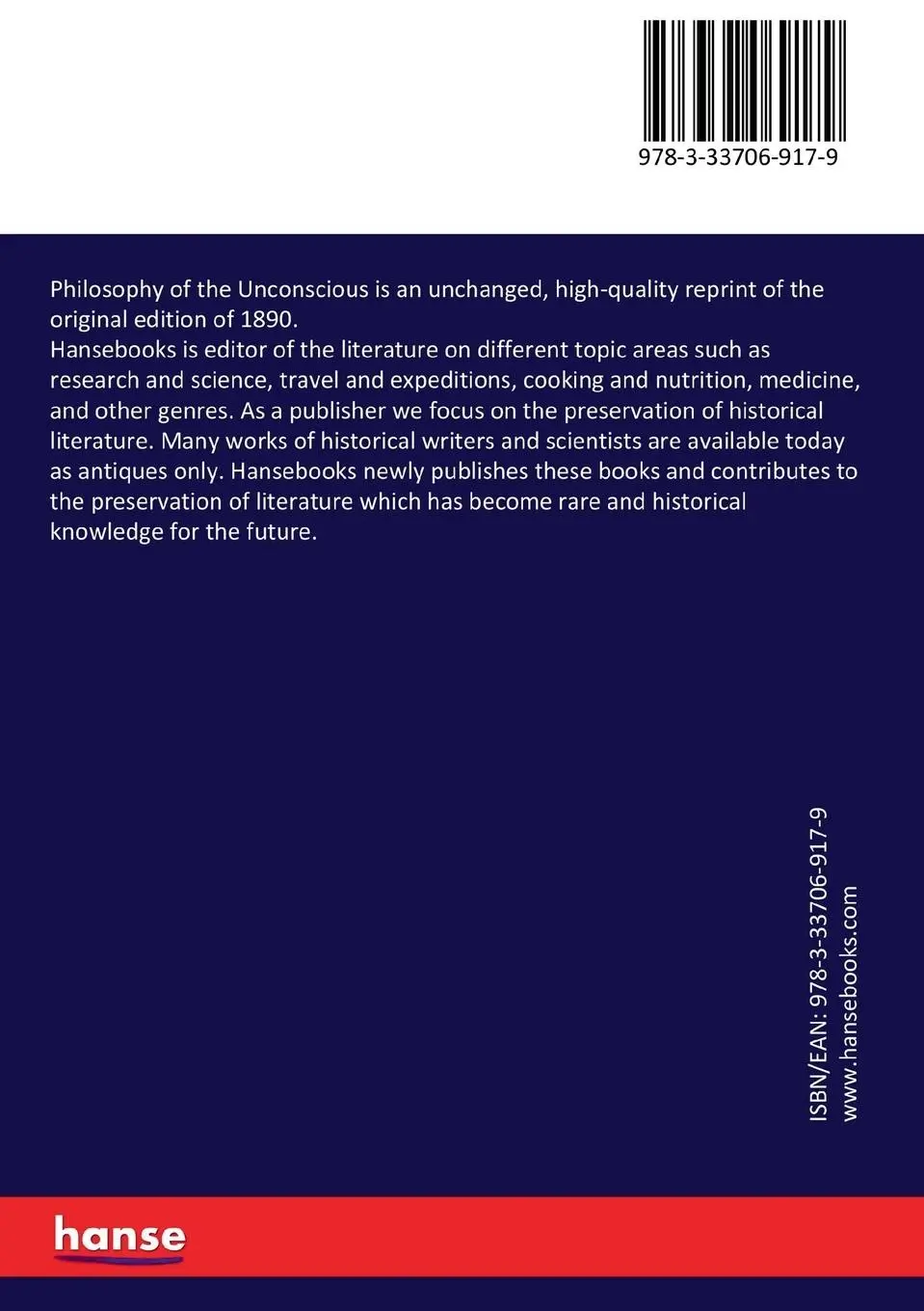 Rückseite: 9783337069179 | Philosophy of the Unconscious | Eduard Von Hartmann (u. a.) | Buch