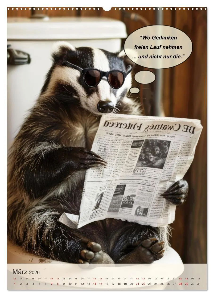 Bild: 9783516259179 | Tierisch lustiger Toilettenhumor (Wandkalender 2026 DIN A2 hoch),...