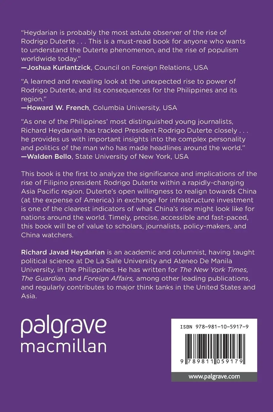 Rückseite: 9789811059179 | The Rise of Duterte | A Populist Revolt against Elite Democracy | Buch
