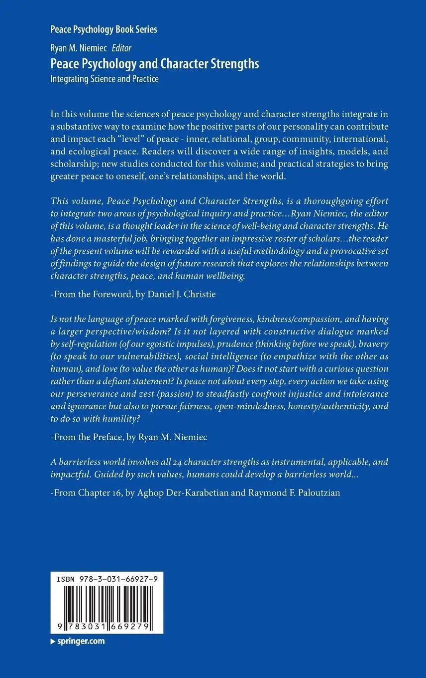 Rückseite: 9783031669279 | Peace Psychology and Character Strengths | Ryan M. Niemiec | Buch