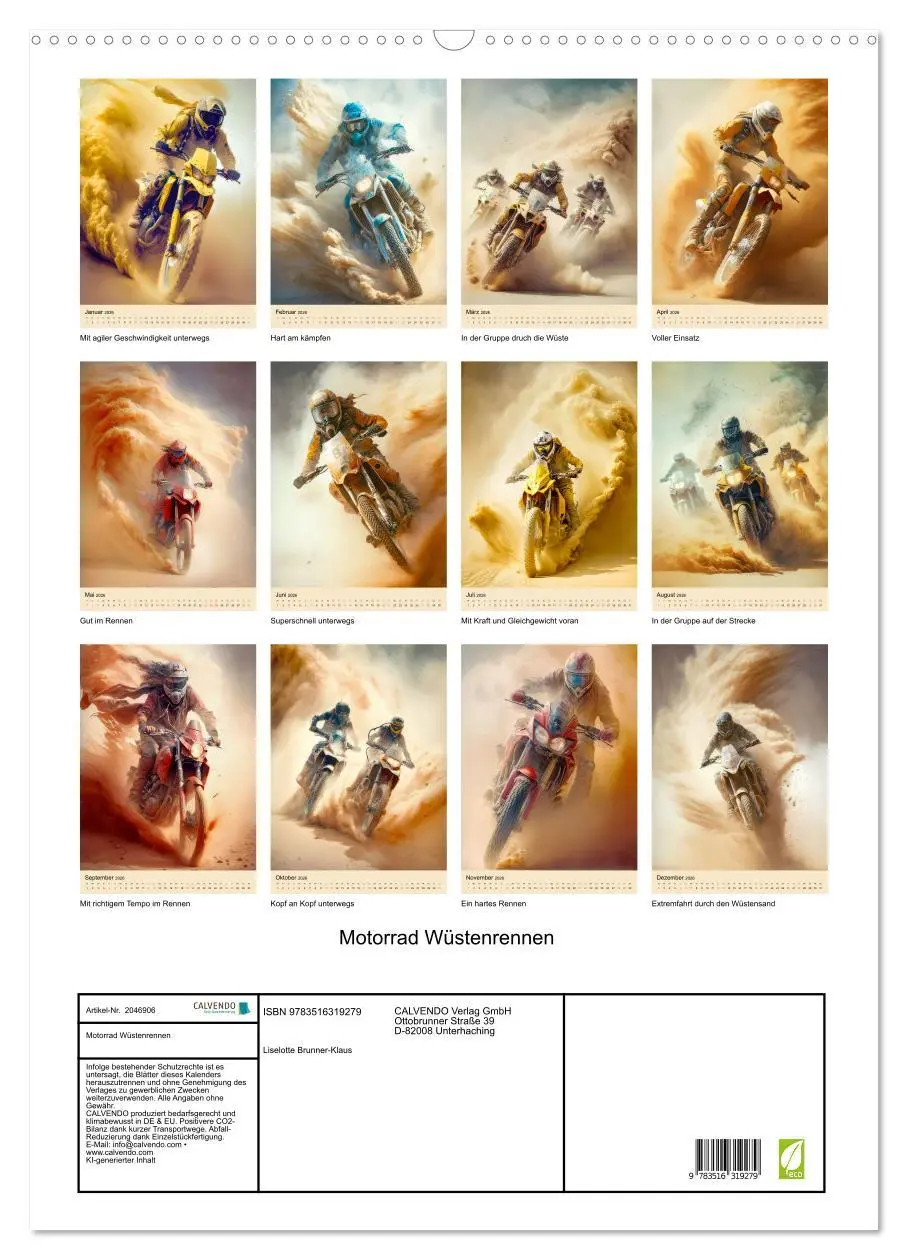 Bild: 9783516319279 | Motorrad Wüstenrennen (Wandkalender 2026 DIN A2 hoch), CALVENDO...