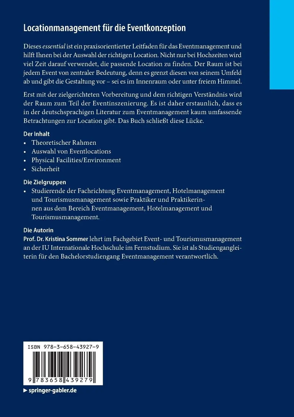Rückseite: 9783658439279 | Locationmanagement für die Eventkonzeption | Kristina Sommer | Buch