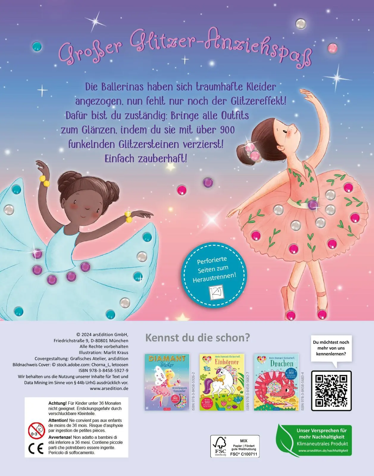Rückseite: 9783845859279 | Diamantsticker Anziehpuppen - Ballett | Über 900 Glitzersteine | Kraus