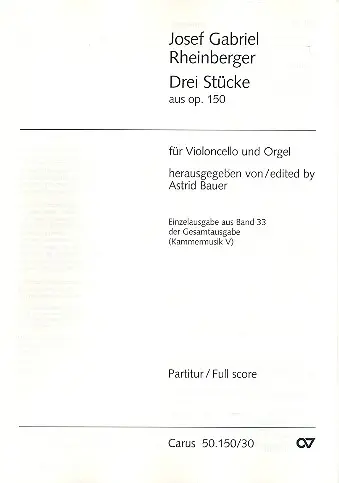 Cover: 9790007129279 | Drei Stücke aus op.150 für Violoncello und Orgel | Josef Rheinberger