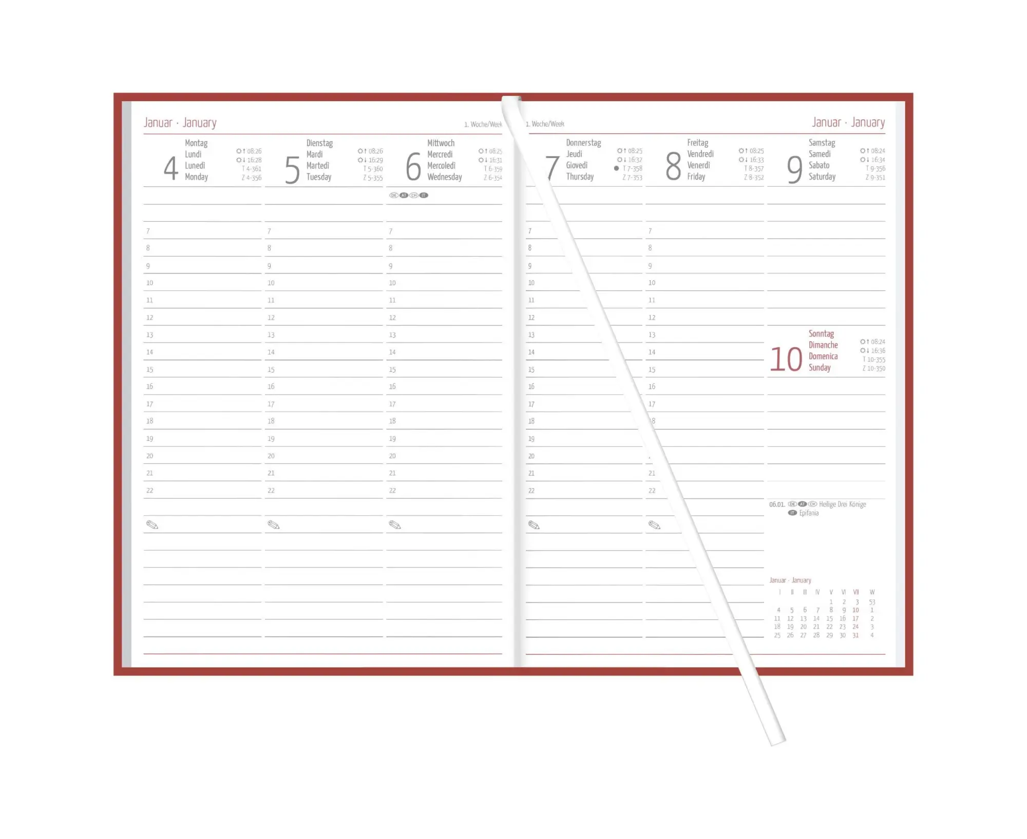 Bild: 4069095019379 | Wochenplaner Tucson rot A5 128 Seiten 2027 | KG | Buch | Lesebändchen