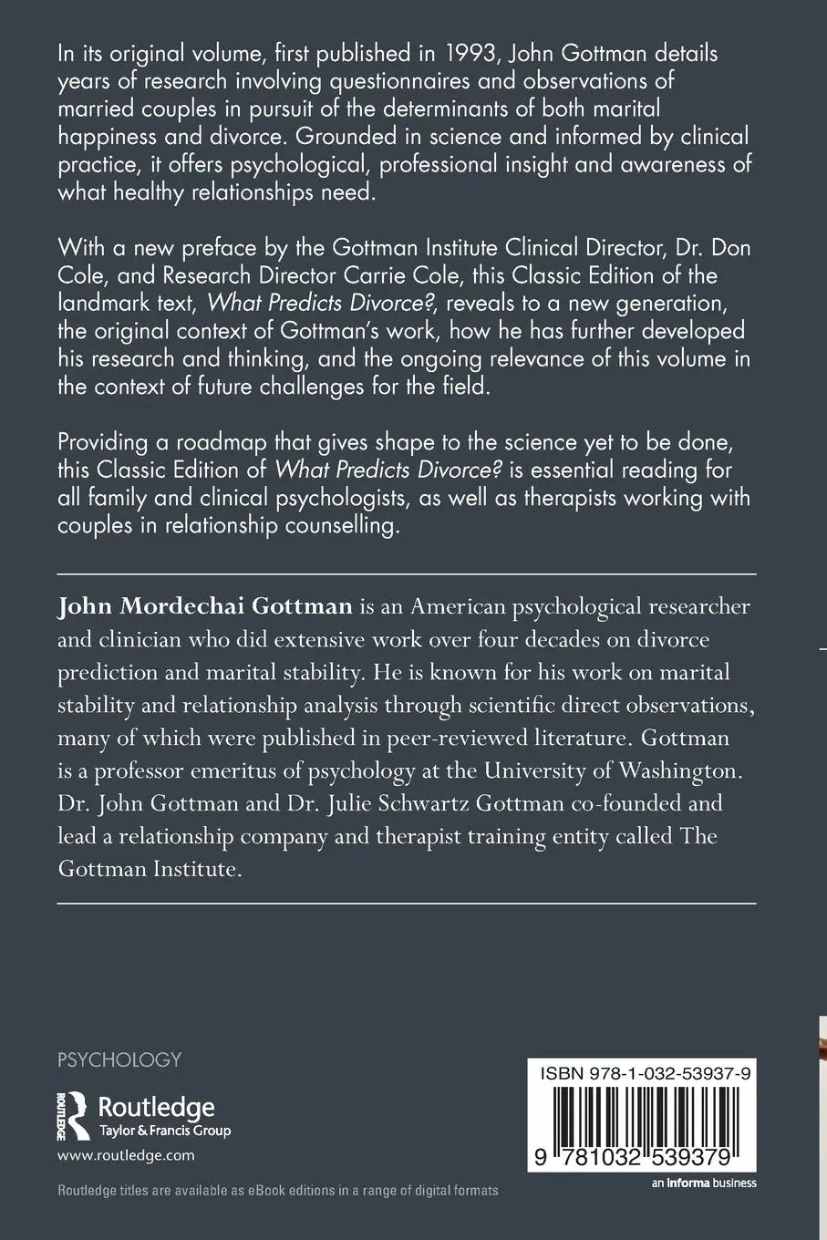 Rückseite: 9781032539379 | What Predicts Divorce? | John Gottman | Taschenbuch | Englisch | 2023
