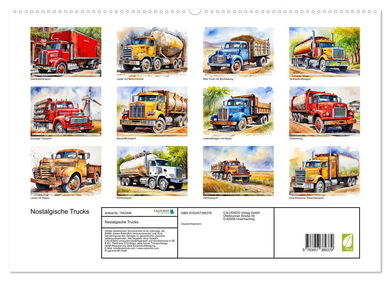 Bild: 9783457389379 | Nostalgische Trucks (hochwertiger Premium Wandkalender 2026 DIN A2...